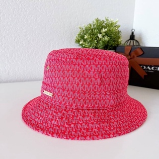 หมวก ‼️ Logo Print Organic Cotton Blend Bucket Hat (MU200015TH)  ✔️สี: Sangria แดง ทรงบัคเก็ต ลายmk