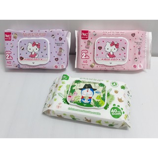 ทิชชู่เปียก Hello Kitty  ทิชชู่เปียก Doraemon 40แผ่น/ซอง กลิ่นหอม อ่อนโยนต่อผิว