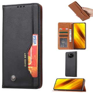 Luxury Multi-Card Slots Casing Xiaomi Poco X3 NFC Wallet Case PU Leather Magnetic Flip Cover