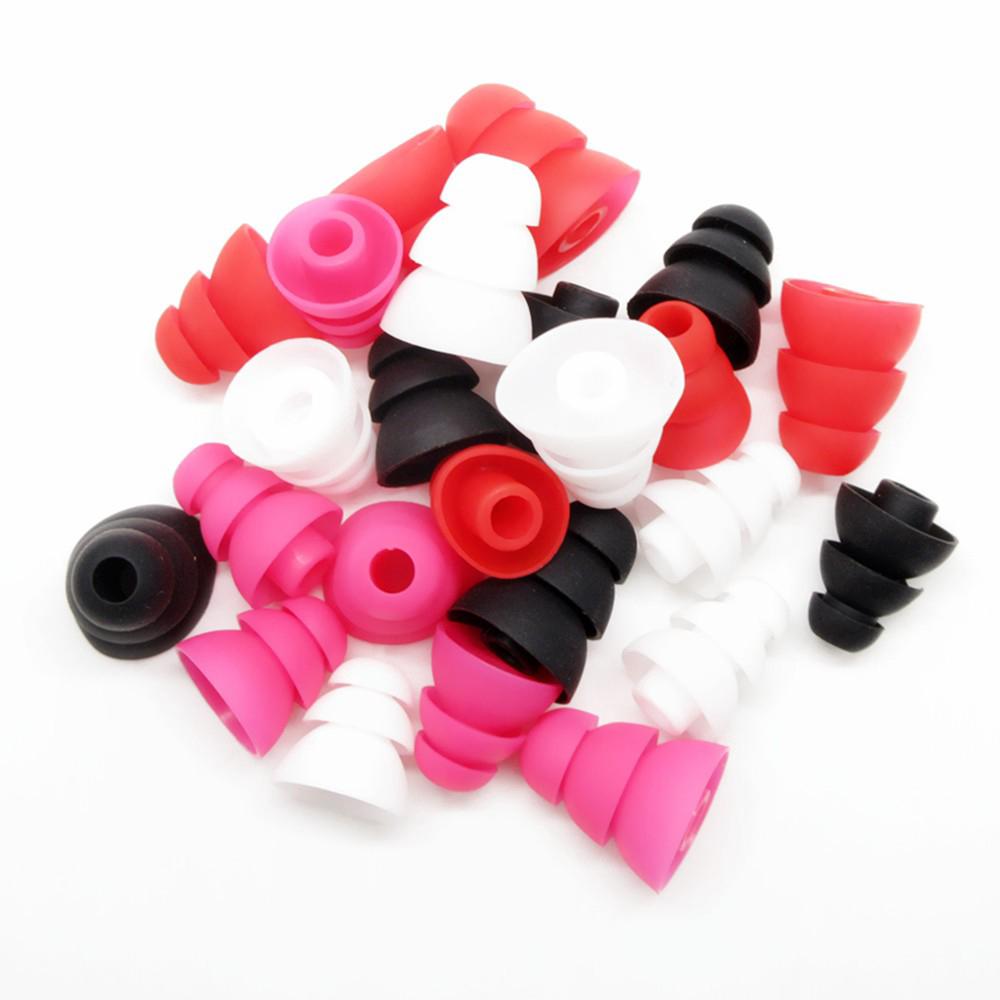 12Pair/lot L M S Silicone Three Triple Flange Eartips Sleeve