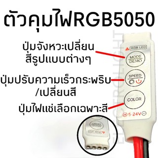 ตัวคุมไฟ กล่องคุมไฟ RGB5050 4พิน(ขา) 3ปุ่ม ตัวคุมขนาดเล็ก ติดตั้งง่ายไม่เกะกะ