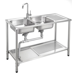 Sink stand FREESTANDING SINK 2B1D MEX PSA1200ML STAINLESS STEEL Sink device Kitchen equipment อ่างล้างจานขาตั้ง ซิงค์ขาต