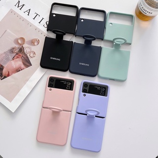 เคสโทรศัพท์มือถือ แบบแข็ง กันกระแทก พร้อมจี้ห้อย สีพื้น สําหรับ Samsung Galaxy Z Flip 3 5G Z Flip 4