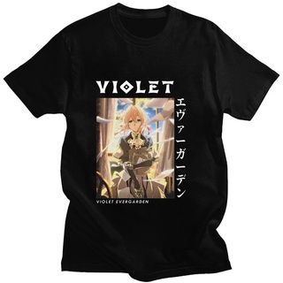 เสื้อยืดแขนสั้นลําลอง ผ้าฝ้าย แบบบาง ทรงหลวม พิมพ์ลายการ์ตูนอนิเมะ Violet Evergarden แฟชั่นฤดูร้อน สไตล์คลาสสิก สําหรับผ