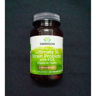 Swanson Dr. Stephen Langers Ultimate 16 Strain Probiotic with FOS 60 caps โปรไบโอติก บำรุงระบบทางเดินอาหาร