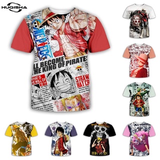ภาพขนาดย่อของสินค้าใหม่ เสื้อยืดลําลอง แขนสั้น พิมพ์ลายอนิเมะ One Piece 3D แฟชั่นฤดูร้อน สําหรับผู้ชาย ผู้หญิง