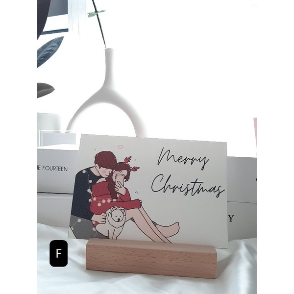 โปสการ์ด-merry-christmas-ลายเส้นการ์ตูนมินิมอล-ขนาดการ์ด-9-13-cm-ฟรีซอง