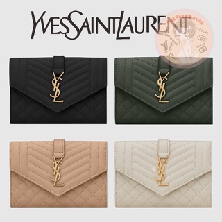 Shopee ราคาต่ำสุด 🔥ของแท้ 100% 🎁YSL/Yves Saint Laurent Brand New MONOGRAM Small MIX MATELASSÉ Grain Embossed Leather Env