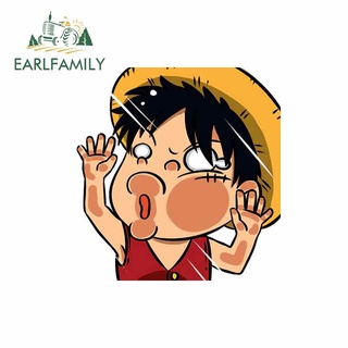 Earlfamily สติกเกอร์ไวนิล ลายกราฟิกอนิเมะ Luffy JDM 13 ซม. x 12.5 ซม. สําหรับติดตกแต่งรถยนต์ รถบรรทุก Windows RV