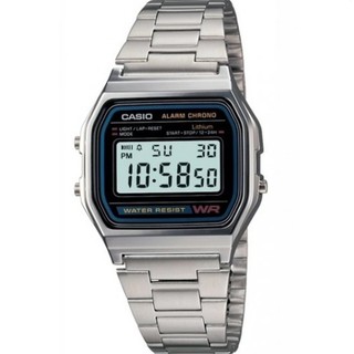 สินค้า Casio Standard นาฬิกาข้อมือผู้ชาย สีเงิน สายสเตนเลส รุ่น A158Wa-1DF