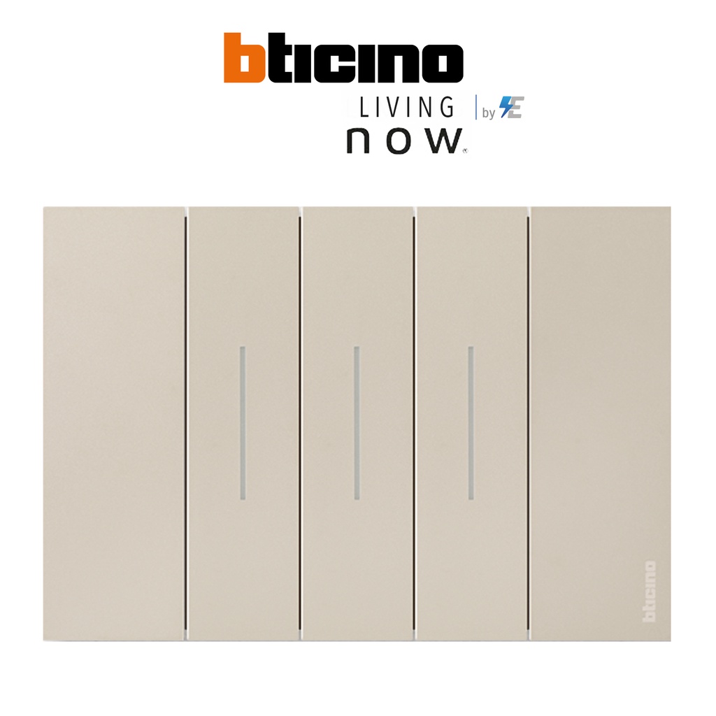 bticino-living-now-ชุดสวิตช์ทางเดียว-3-ช่อง-พร้อมฝาครอบ-สีขาว-สีเเซนด์-สีดำ