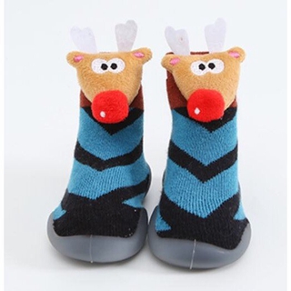 รองเท้าเด็กหัดเดินแบบถุงเท้าพื้นยาง - Blue Reindeer