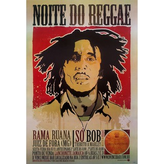 โปสเตอร์ รูปวาด นักร้อง เร็กเก้ บ็อบ มาร์เลย์ BOB Marley Noite Do Reggae POSTER 24”x35” Inch Jamaica Reggae Ska