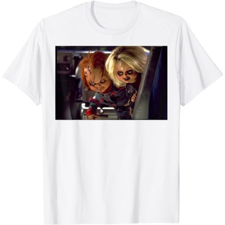 ROUND คอลูกเรือเสื้อยืด พิมพ์ลาย Unit Screen dtf Bride of Chucky Tiffany &amp; Chucky Stare at Ground สําหรับผู้ชาย-4XL