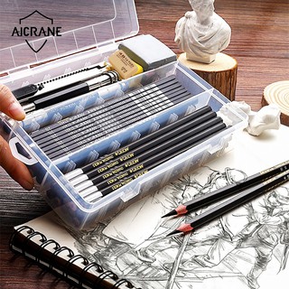 Aicrane 23/43 ชิ้นมืออาชีพวาดภาพร่างดินสอชุดชุดศิลปินหัตถกรรมนักเรียนอุปกรณ์ศิลปะ
