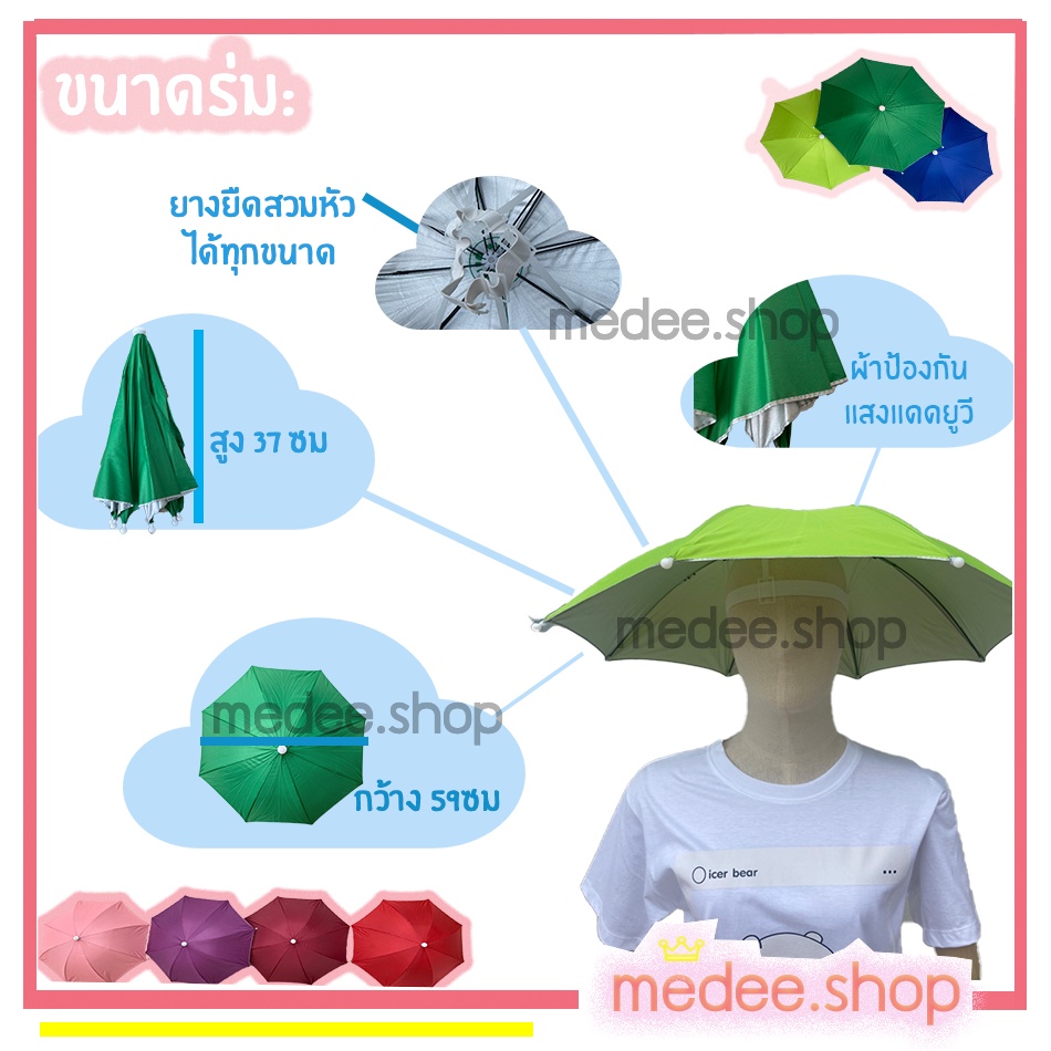 ภาพหน้าปกสินค้าร่มหมวก หมวกร่ม ร่มหมวกกันแดด พกพาสะดวกกันแสงแดดยูวีได้ ใช้ได้ทั้งเด็กและผู้ใหญ่ จากร้าน medee.shop บน Shopee