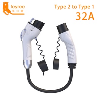 Feyree ปลั๊กชาร์จ EV 32A Type1 SAEJ1772 เป็น Type2 IEC62196-2 16A พร้อมสายเคเบิล 5 ม. สําหรับยานพาหนะไฟฟ้า