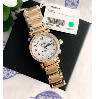 (ผ่อน0%) นาฬิกา 🌟Coach🌟 🌟Womens Madison Watch Quartz Mineral Crystal 🌟ขนาด 32 mm สีทอง