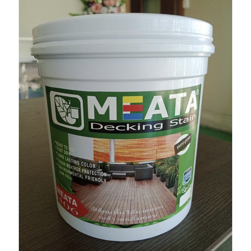 สีย้อมไม้งานพื้น-สูตรน้ำ-meata-decking-สำหรับงานพื้นไม้-พื้นไฟเบอร์ซีเมนต์-ชนิดกึ่งเงา-1-4-gallon