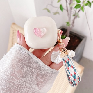 เคสหูฟัง ป้องกันรอย พร้อมจี้รูปหัวใจน่ารัก สําหรับ Samsung Galaxy Buds 2 / Buds Live / Buds FE / Buds2 Pro / Buds Pro