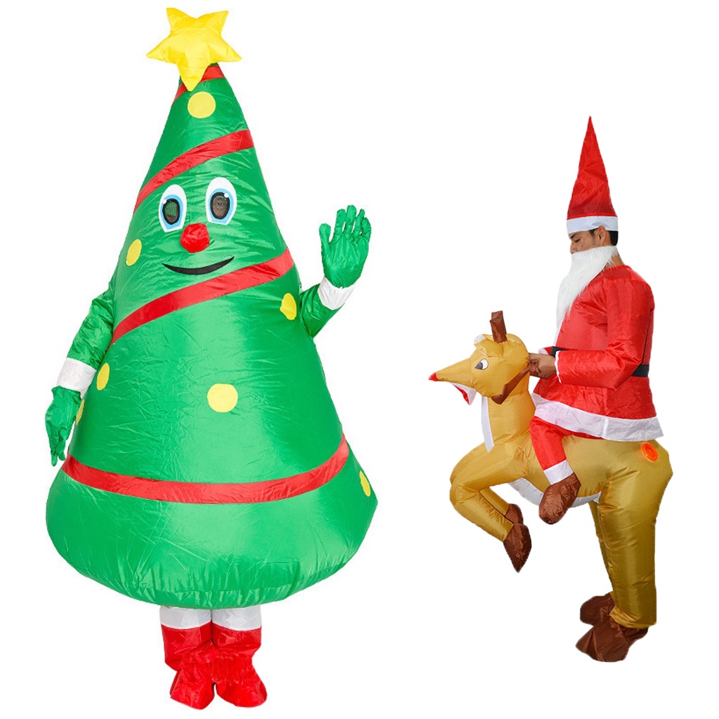 รูปภาพของชุดเครื่องแต่งกายซานตาคลอส แบบเป่าลม สําหรับผู้ใหญ่ และเด็ก เหมาะกับเทศกาลคริสต์มาสลองเช็คราคา