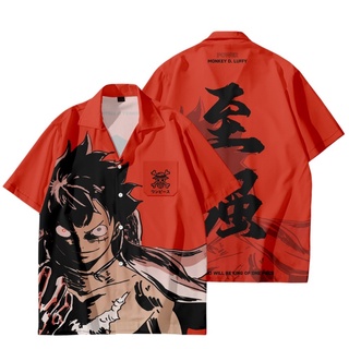 เสื้อเชิ้ต ลายการ์ตูนอนิเมะ One Piece Monkey D Luffy Button Down สําหรับผู้ชาย ผู้หญิง วัยรุ่น