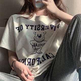 เสื้อยืดระบายอากาศฤดูร้อน🌈Korean House🌸 ฤดูร้อนใหม่สไตล์เกาหลีหลวมแฟชั่นแนวโน้มการพิมพ์เสื้อยืดแขนสั้นผู้หญิง