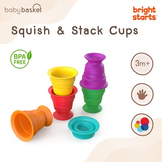 ของเล่นเด็ก เสริมสร้างพัฒนาการ Baby Einstein Squish & Stack Cups ถ้วยยางบีบ ติดฝาผนังได้ สำหรับลูกน้อย