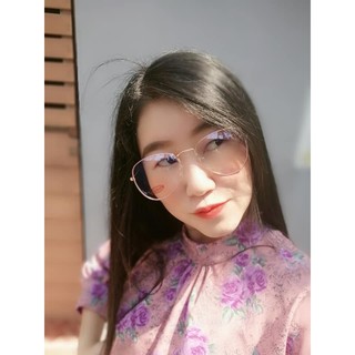 แว่นกรองแสง แว่นกรองแสงสีฟ้า แว่นถนอมสายตา ราคาถูกมาก ทรงหยดน้ำ สี่ชมพูทอง  แถมฟรี ซองใส่แว่น + ผ้าเช็ดเลนส์