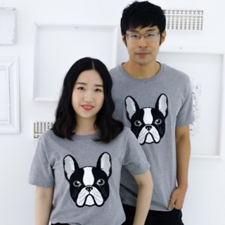 เสื้อยืด TShirt แขนสั้น งานปัก French Bulldog ผ้านิ่ม COTTON 100%