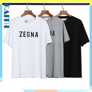 พร้อมส่ง เสื้อยืดแขนสั้น ผ้าฝ้าย พิมพ์ลาย Zegna Flocking ทรงหลวม ขนาดใหญ่ สไตล์ฮิปฮอป แฟชั่นฤดูร้อน สําหรับผู้ชาย และผู้