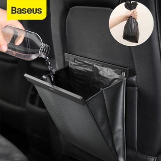 Baseus Car Organizer ถังขยะเปลี่ยนถุง Car Trunk PU Leather Back Seat Storage Bag Auto Cargo Storage Box Universal For Cars Luggage Travel Pocket กล่องใส่ของ กระเป๋าหนังสังเคราะห์ สำหรับจัดเก็บของบนรถยนต์