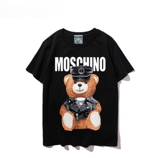Moschino เสื้อยืด ผ้าฝ้าย พิมพ์ลายหมี สไตล์ฮิปฮอป พังก์ สําหรับผู้ชาย และผู้หญิง
