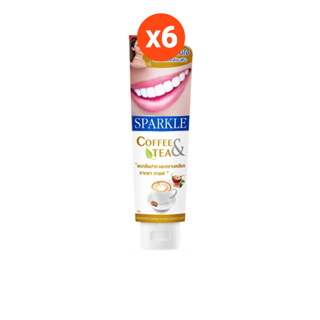 SPARKLE ยาสีฟัน สำหรับ คนชอบดื่มชา กาแฟ (6 หลอด) 90 กรัม สูตร COFFEE & TEA TOOTHPASTE SK0182 คอฟฟี่ สปาร์คเคิล