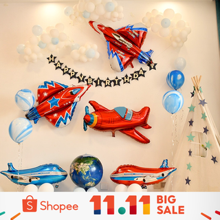 ภาพหน้าปกสินค้าเครื่องบินรบ ลูกโป่งฟอยล์ฮีเลียม เครื่องบินเป่าลม ลูกโลก สําหรับงานเลี้ยงวันเกิด เด็กอาบน้ํา ของเล่นเด็ก ลูกบอลเป่าลม ที่เกี่ยวข้อง