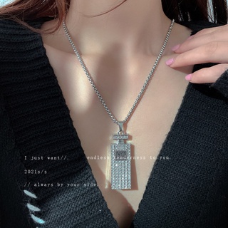 Diamond Alphabet Perfume Bottle Necklace Wind Exaggerated Temperament Clavicle Chain Street Versatile Sweater Chain for