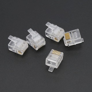 100pcs RJ12 6P6C Modular Cable Head Telephone Connectors Crystal Plugs