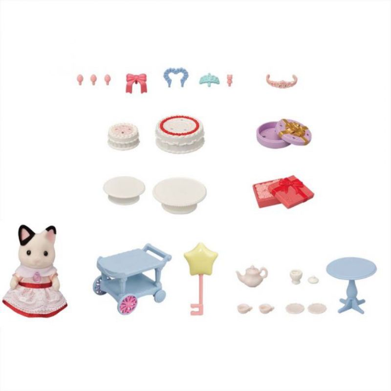 sylvanian-party-time-playset-tuxedo-cat-girl-ซิลวาเนียน-แฟมิลี่-ชุดปาร์ตี้ไทม์และเด็กหญิงทักซิโด้แคท