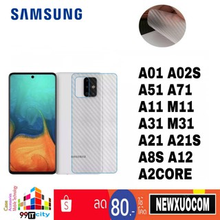 ฟิล์มหลังกันรอย ลายเคฟล่า SAMSUNG A01,A51,A71,A11,A22,M11,A31,M31,A21S,A8S,A21,A12,A02S,A02,A52,A42,A32,M20,M51,M02,M12