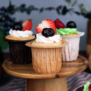 Bakery DVER ❤️ ถ้วยคัพเค้กจีบระบาย ทรงหมวก แพคละ 30 ใบ  ถ้วยคัพเค้กกระดาษคราฟท์ ถ้วยคัพเค้กทรงสูง5045