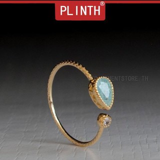 PLINTH 24K Gold Ring Green Diamond ปล่อยรูปทรงหยดน้ำ1794