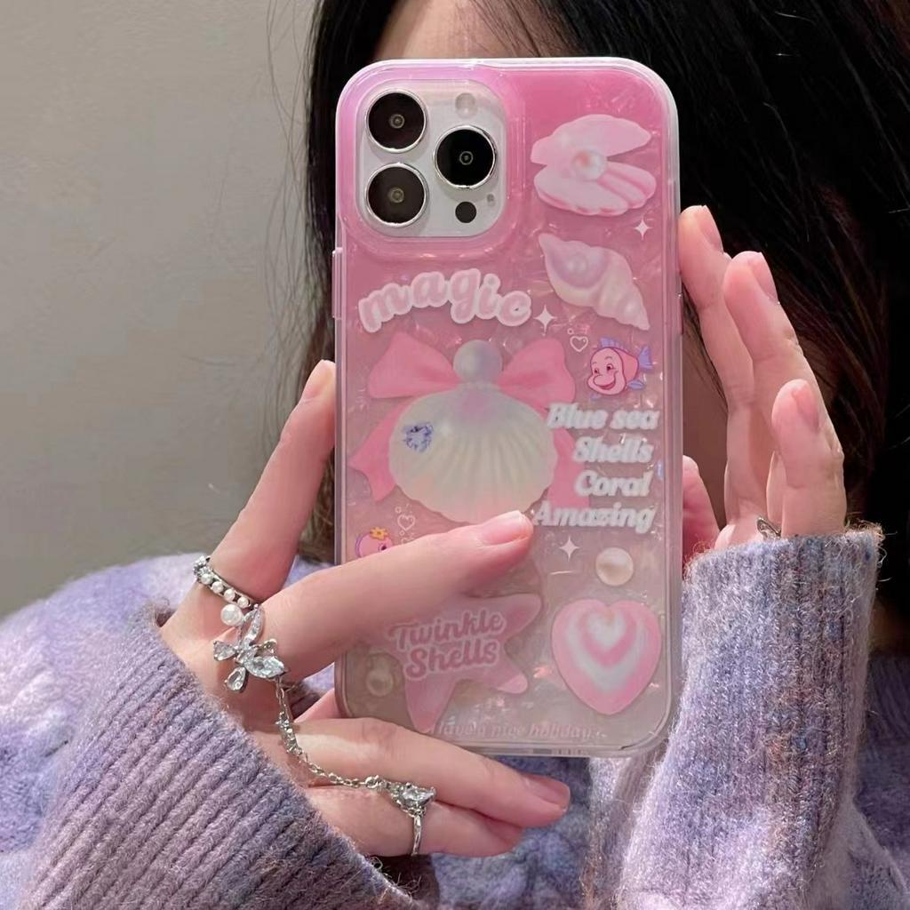 ของขวัญฟรี-เคสไอโฟน-11-เคสกันกระแทก-case-iphone-14-13-12-pro-max-y2kลายเปลือก-มหาสมุทร-โลกใต้น้ำ-เคส-for-iphone-13