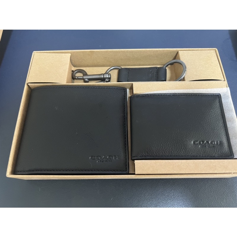 Coach กระเป๋าสตางค์ ผู้ชาย BOXED COMPACT ID WALLET WITH TRIGGER SNAP