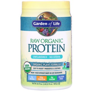 สินค้า พรีออเดอร์ Preorder Garden of Life, RAW Organic Protein, Organic Plant Formula, Unflavored, 19.75 oz (560 g)รอสินค้15วัน