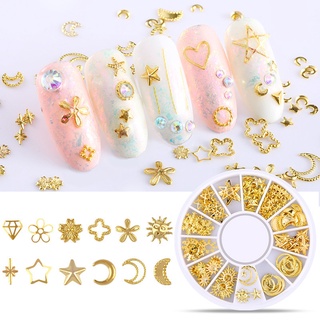 ภาพหน้าปกสินค้า[HCLM] Moon Star Rivet Wheel Golden Nail Art Sequins Alloy Nail Beauty Decorations Gift 17 Styles ที่เกี่ยวข้อง