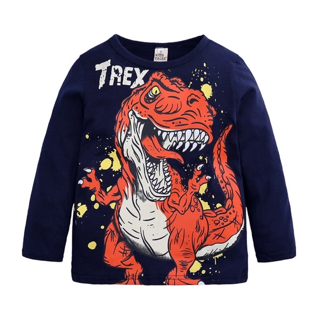 เสื้อผ้าเด็กแฟชั่นสำตล์เกาหลี-พิมพ์ลายการ์ตูนไดโนเสาร์t-rex