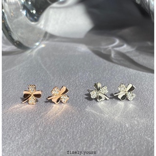 finely.yours 925 Stering Silver Jewelry| ต่างหูเงินแท้ 92.5% รูปใบ Clover // Lucky Clover Earrings