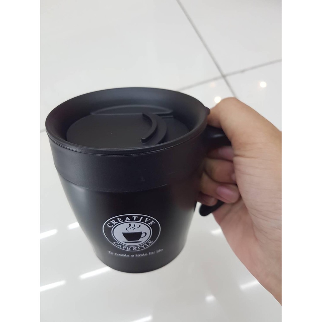 แก้วชงกาแฟสูญญากาศ-330-ml-พร้อมฝาปิดเก็บความร้อนได้ยาวนาน-แก้วเก็บความร้อน-เย็น-พร้อมช้อนชงแสตนเลส-สีดำ