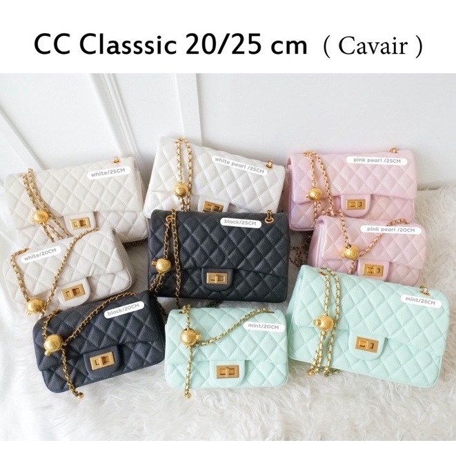 กระเป๋าสะพายทรง-cc-classsic-20-25-cm-หนังแบบ-cavair