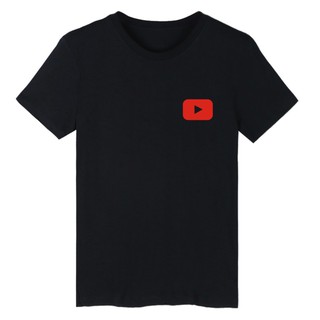ราคาAlimoo เสื้อยืดท็อปส์ผ้าฝ้ายแขนสั้นพิมพ์ Youtube สำหรับผู้ชาย T-shirt for Men and Women Big Size XXS-4XL 1465ES-3XL